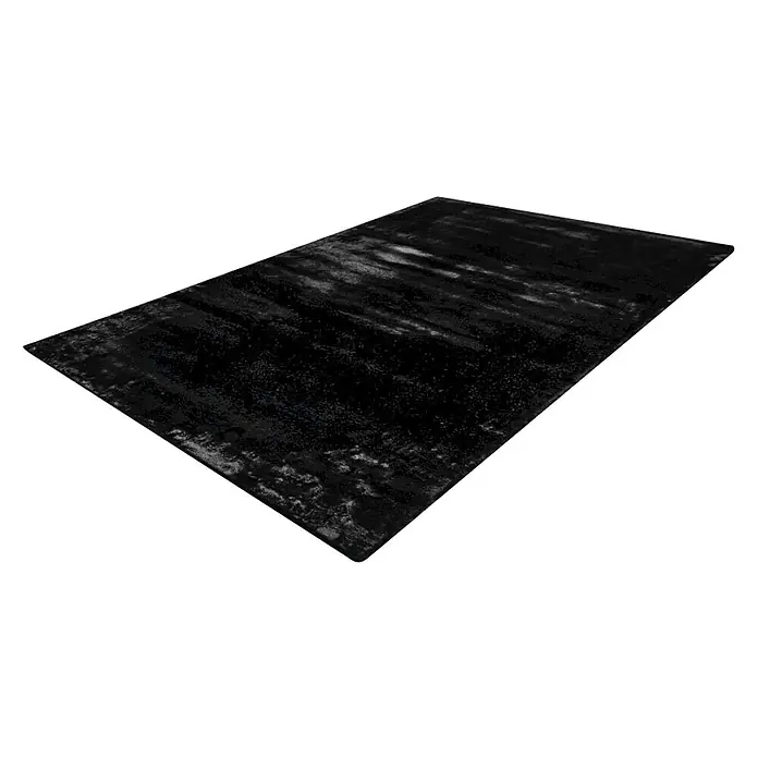 Fellteppich Happy - Schwarz, 290 x 200 cm, 100 % Polyester (Flor) - Ein rechteckiger schwarzer Teppich mit subtilen Texturen, ideal für moderne Wohnräume.