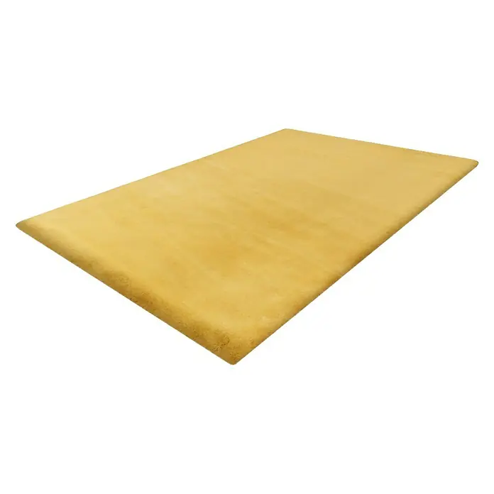 Fellteppich Happy - Gelb, 150 x 80 cm, 100 % Polyester (Flor) - Rechteckiger, goldgelber Teppich mit weicher Oberfläche, ideal für Wohn- und Schlafbereiche, bringt Wärme und Komfort in jeden Raum.