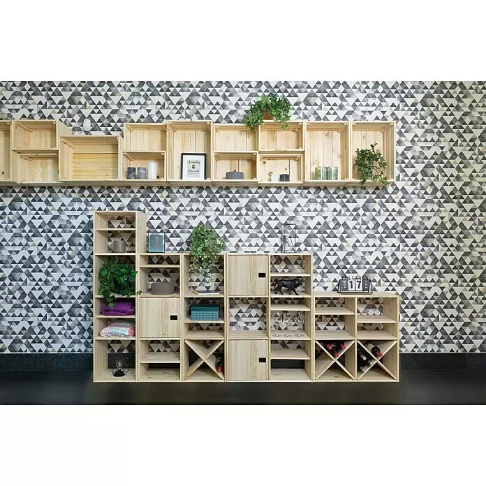 Astigarraga Dinamic Holzregal - H x B x T: 36,2 x 36,2 x 33 cm, Traglast pro Boden: 50 kg, Anzahl Böden: 2 Stk., Schrauben, Natur - Stimmungsaufnahme