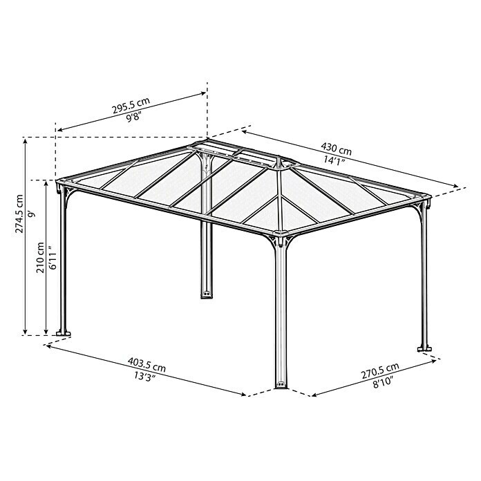 Palram – Canopia Pavillon Martinique 4300L x B: 430 x 295 cm, Bronze Unknown