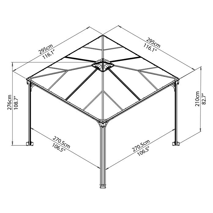 Palram – Canopia Pavillon Palermo 30002,95 x 2,95 x 2,98 m, Anthrazit Unknown