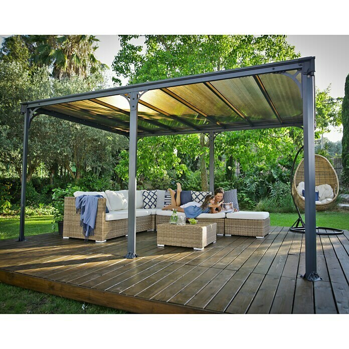 Palram – Canopia Pavillon Milano 4300L x B: 435,9 x 315,5 cm, Bronze, Anthrazit Front View