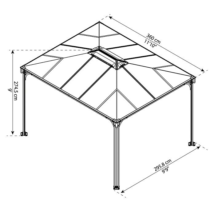 Palram – Canopia Pavillon Martinique 3600L x B: 360 x 295 cm, Bronze Unknown