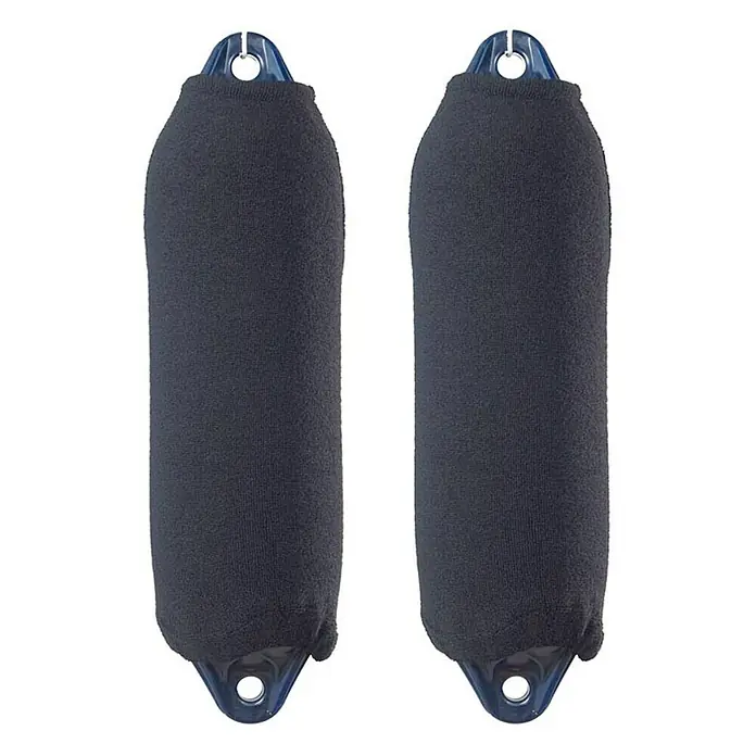 Bolsa para defensa F-6 - L x An: 1.090 x 300 mm, Poliéster, Negro - Dos empuñaduras de remo negras con colgadores azules. Son de tela y tienen forma cilíndrica para la comodidad al remar.