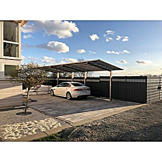 Ximax Carport LINEA Tandem 60 (Außenmaß inkl. Dachüberstand (B x T): 2,73 x 9,83 m, Doppelcarport, Edelstahloptik, Schneelast: 75 kg/m²)