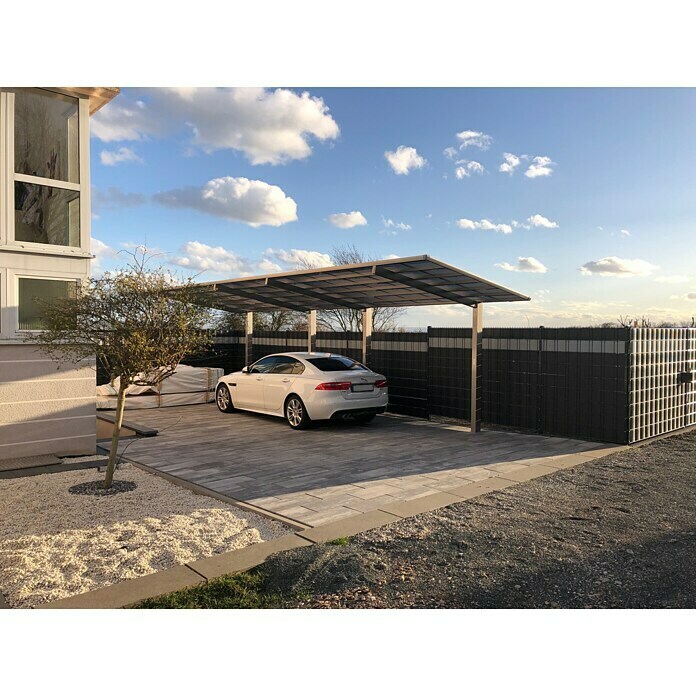 Ximax Carport LINEA Tandem 80 (9,8 x 2,7 m, Einfahrtshöhe: 2,2 m, Edelstahloptik, Schneelast: 100 kg/m²)