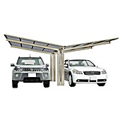 Ximax Carport LINEA Y 80 (4,9 x 5,4 m, Einfahrtshöhe: 2,2 m, Edelstahloptik, Schneelast: 100 kg/m²)