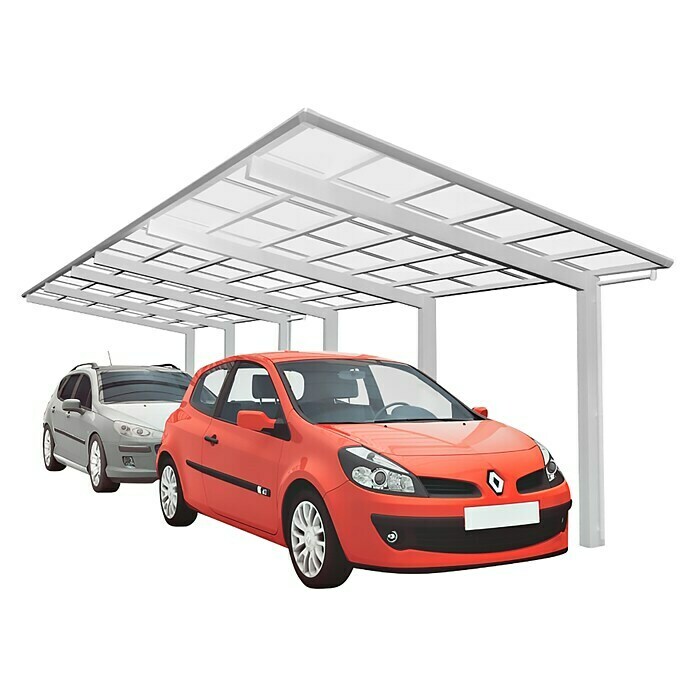 Ximax Carport LINEA Tandem 1109,8 x 2,7 m, Einfahrtshöhe: 2,2 m, Edelstahloptik, Schneelast: 137 kg/m² Right Side View