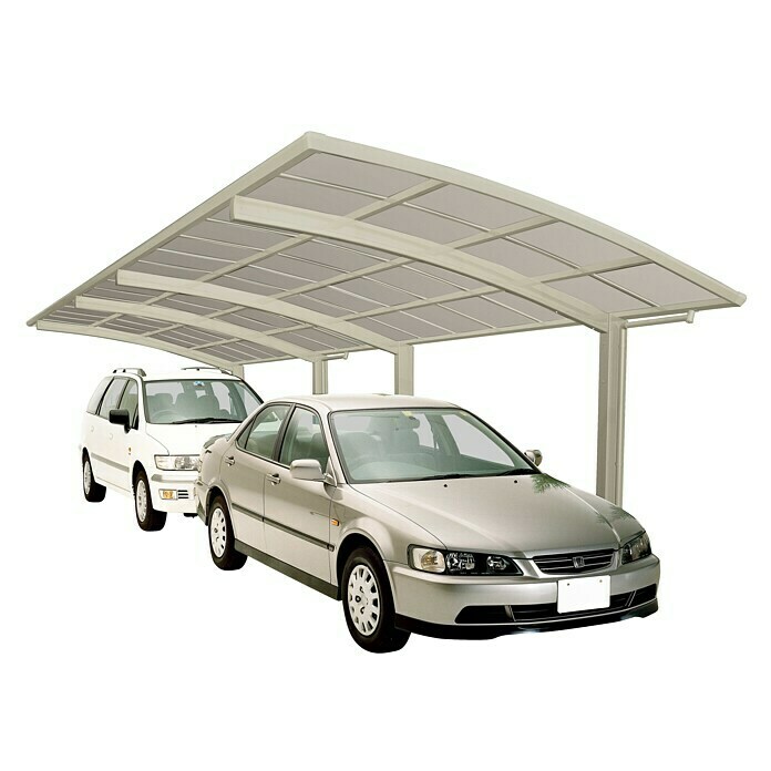 Ximax Carport Portoforte Tandem 80 (9,8 x 2,7 m, Einfahrtshöhe: Max. 2,2 m, Edelstahloptik, Schneelast: 100 kg/m²)