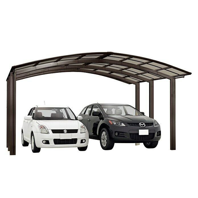 Ximax Carport Portoforte M 80 (4,9 x 5,4 m, Einfahrtshöhe: Max. 2,2 m, Mattbraun, Schneelast: 100 kg/m²)