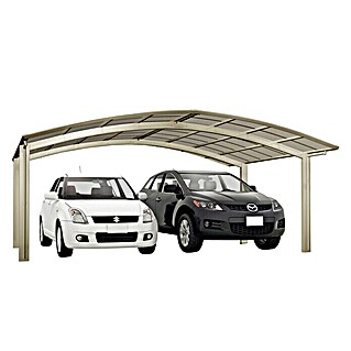 Ximax Carport Portoforte M 80 (Außenmaß inkl. Dachüberstand (B x T): 5,42 x 4,95 m, Doppelcarport, Edelstahloptik, Schneelast: 100 kg/m²)