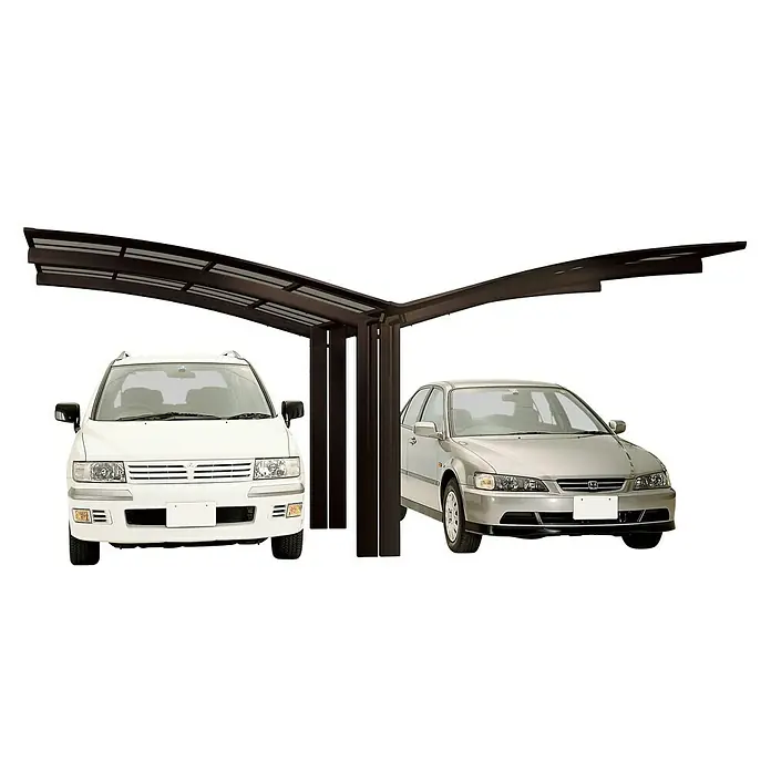 Ximax Carport Portoforte Y 80 - Außenmaß inkl. Dachüberstand (B x T): 5,43 x 4,95 m, Doppelcarport, Mattbraun, Schneelast: 100 kg/m² - Doppelcarport aus dunklem Metall für zwei Autos, der Schutz vor Witterungseinflüssen bietet und eine stilvolle Ergänzung für jedes Zuhause darstellt.
