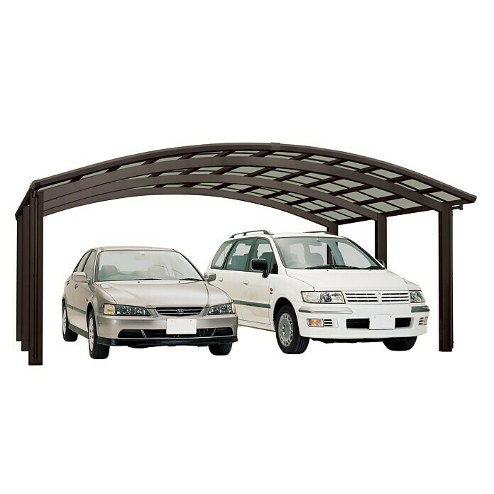 Ximax Carport Portoforte M 1104,9 x 5,4 m, Einfahrtshöhe: Max. 2,2 m, Mattbraun, Schneelast: 137 kg/m² Left Side View