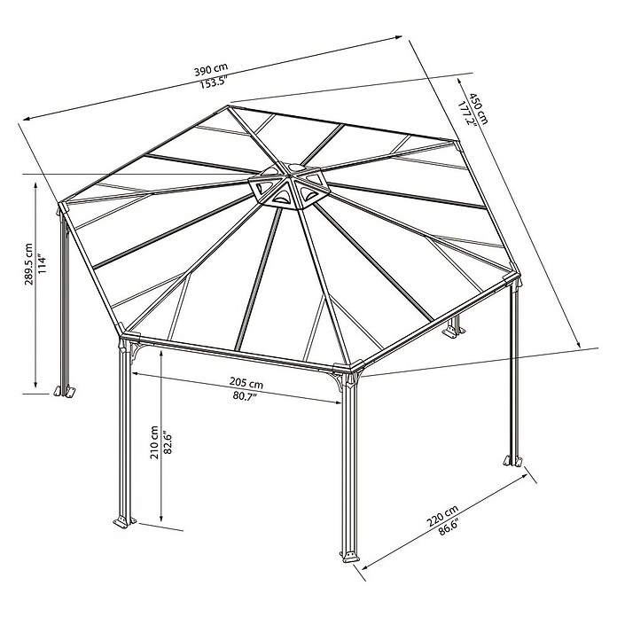 Palram Pérgola (4,5 x 3,9 x 2,9 m, Antracita)