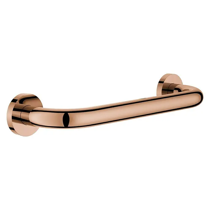 Grohe Essentials Wannengriff - Breite: 34,9 cm, Warm Sunset, Glänzend - Elegante, gebogene Haltegriff aus roségoldfarbenem Metall. Das polierte Design verleiht jedem Badezimmer einen Hauch von Luxus und Sicherheit.