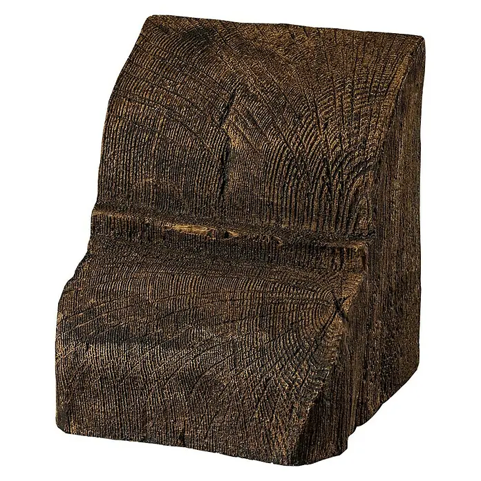 Dekoelement - Konsole, Dunkelbraun, 17,5 x 19 x 21,5 cm - Nahaufnahme eines dekorativen Holzbalkens mit sichtbarer Maserung, ideal für rustikale Akzente im Interieurdesign.