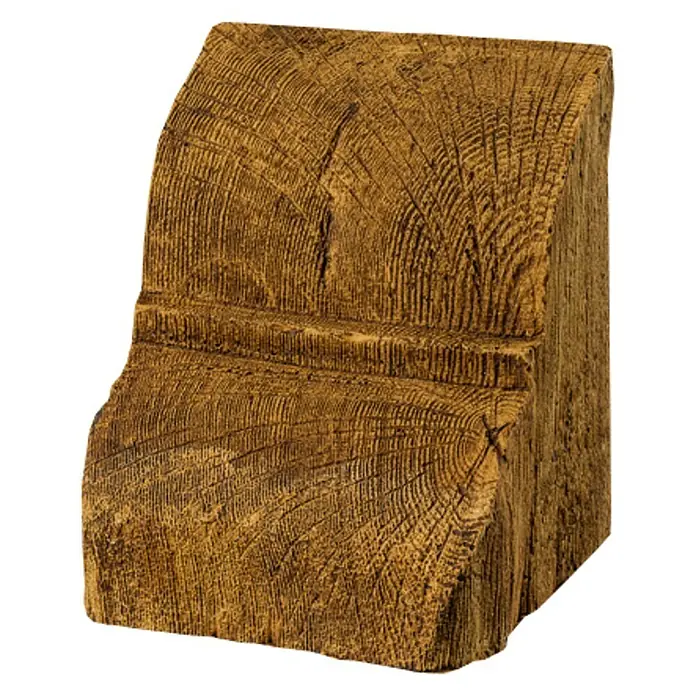 Dekoelement - Konsole, Hellbraun, 6 x 9 x 11 cm - Nahaufnahme eines hölzernen Stützbalkens mit Maserung und rustikalem Charme, ideal für architektonische Details.