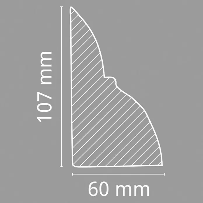 Dekoelement - Konsole, Hellbraun, 6 x 9 x 11 cm - Abbildung eines Zierprofils mit den Maßen 107 mm Höhe und 60 mm Breite, ideal für Innenausbau und Dekoration.