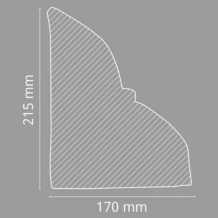 Dekoelement - Konsole, Weiß, 17,5 x 19 x 21,5 cm - Abbildung eines Zierprofils mit den Maßen 215 mm Höhe und 170 mm Breite. Ideal für die Gestaltung von Innenräumen.