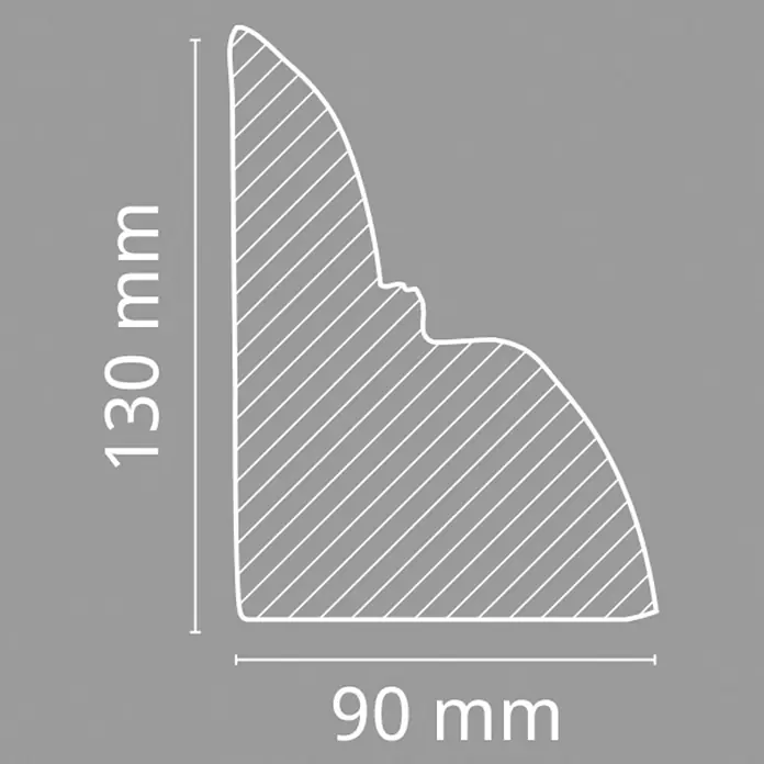 Dekoelement - Konsole, Hellbraun, 9 x 12 x 13,5 cm - Abbildung eines Zierprofils mit den Maßen 130 mm Höhe und 90 mm Breite, ideal für dekorative Anwendungen.