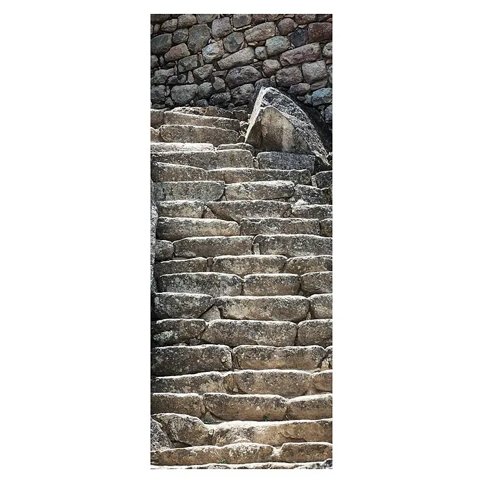 SanDesign Acryl-Verbundplatte - 100 x 250 cm, Lost Place Stairs - Historische Steintreppe in einer alten Anlage. Das robuste Design und die Textur der Steine vermitteln ein Gefühl von Geschichte.