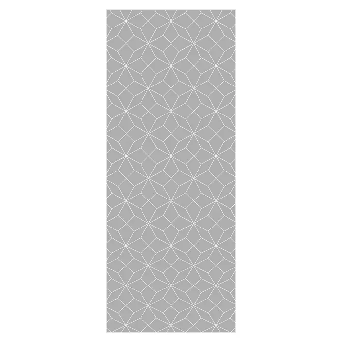 SanDesign Alu-Verbundplatte - 100 x 250 cm, Grey Stars - Graue Wandfliese mit einem geometrischen Muster aus weißen Linien, das ein modernes und stilvolles Design für jeden Raum bietet.