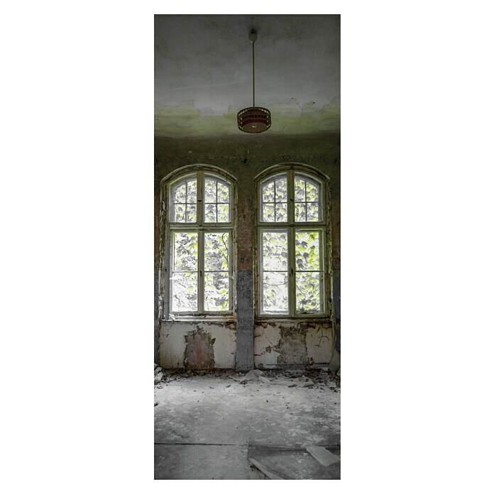 SanDesign Alu-Verbundplatte100 x 250 cm, Lost Place Window Front View