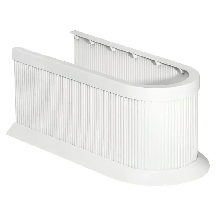Siphonverkleidung - Kunststoff, Weiß - Weißes, U-förmiges, geripptes Designelement mit gerundeten Ecken und flachen Ober- und Unterseiten, ideal für moderne Innenräume.