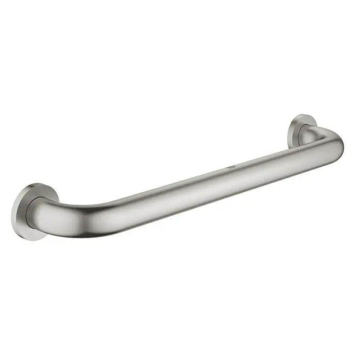 Grohe Essentials Wannengriff - Breite: 50,7 cm, Supersteel, Matt - Abgebildete Haltestange für das Badezimmer. Sie ist aus gebürstetem Edelstahl und unterstützt die Nutzung von Bad und Dusche.