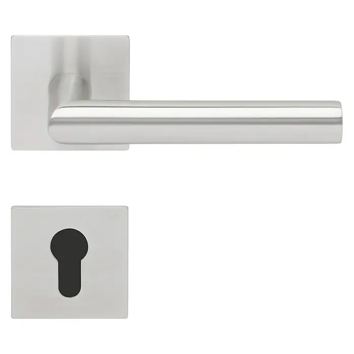 Diamond Doors Design Zimmertürgarnitur Illinois - Stärke Tür: 40 mm - 45 mm, Edelstahl, L-Form, Profilzylinder - Türgriff aus Edelstahl mit einem modernen und minimalistischen Design. Ideal für moderne Wohnräume und Büros.