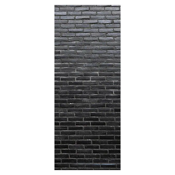 SanDesign Alu-Verbundplatte - 100 x 250 cm, Black Brick Wall - Schwarze Ziegelwand mit einem dunklen, strukturierten Aussehen, ideal als neutraler Hintergrund.