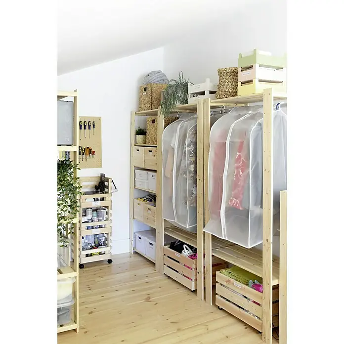 Astigarraga Evolution Carro de cocina - L x An x Al: 30 x 38 x 90 cm, Natural - Estanterías de madera con cajones, cestas y fundas para ropa ofrecen gran espacio para guardar ropa y otros objetos. Aspecto práctico y natural.