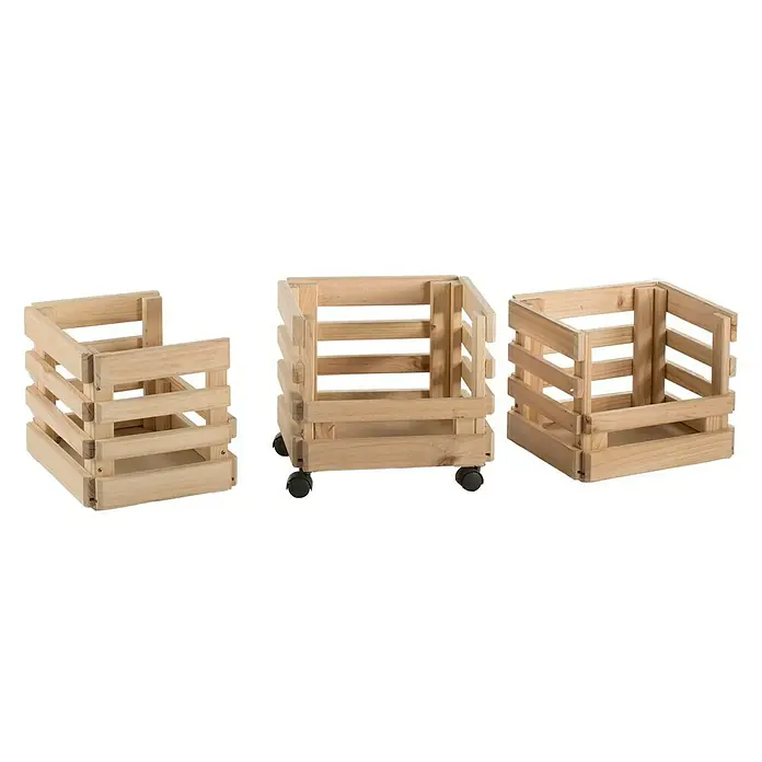 Astigarraga Evolution Carro de cocina - L x An x Al: 30 x 38 x 90 cm, Natural - Tres cajas de almacenamiento de madera, dos sin y una con ruedas, perfectas para almacenar y organizar diversos artículos.