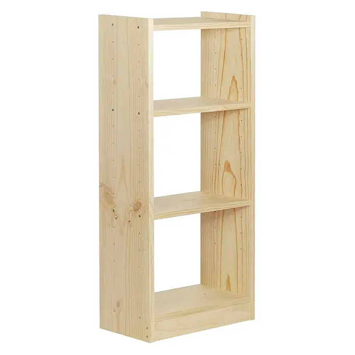 Astigarraga Gala Estantería de madera - Al x An x Pr: 120,7 x 49,6 x 25 cm, Capacidad de carga por balda: 100 kg, Número de baldas: 4 ud., Atornillado, Natural - Estantería de madera clara con tres compartimentos. La estantería es estrecha y alta y ofrece espacio de almacenamiento.