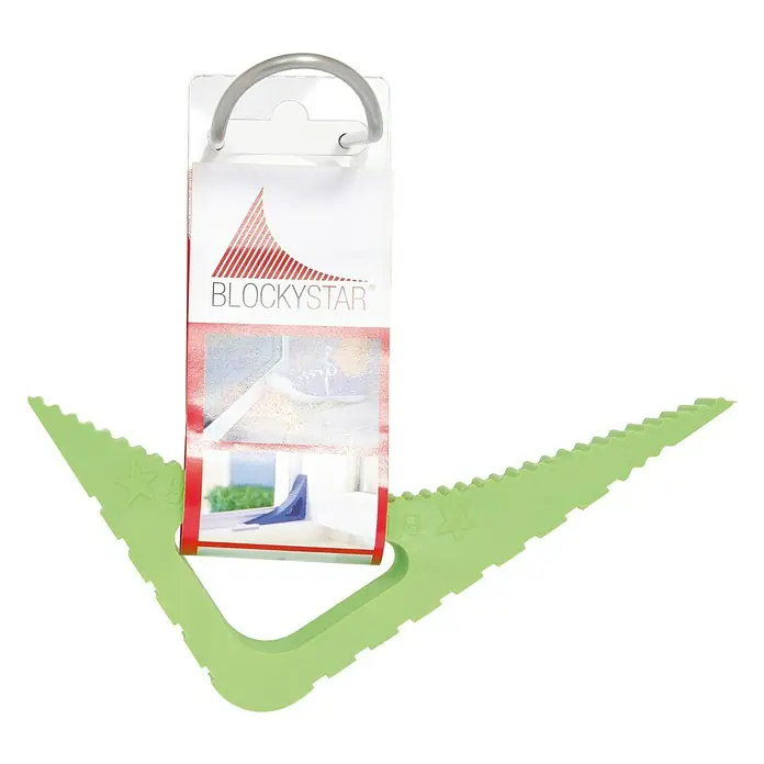 Retenedor para puerta y ventana Blockystar - Verde - Tope de puerta Blockystar para una fijación segura, con estrías para una sujeción óptima y colgador.