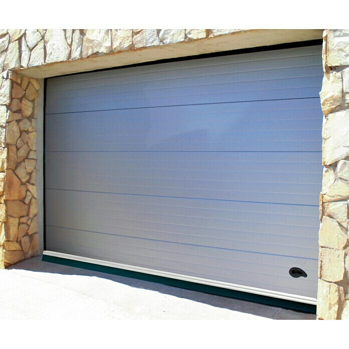 Burlete bajo puerta aluminio garaje caucho (Gris, Largo: 250 cm, Suelos lisos)