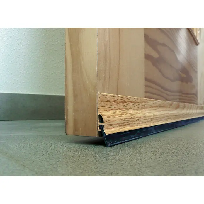 Junta para puerta aluminio caucho - Roble, Largo: 105 cm - Sello de puerta de madera con sello de goma negra para un cierre hermético y protección contra corrientes de aire.