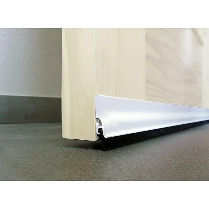 Junta para puerta aluminio caucho - Blanco, Largo: 105 cm - El sello de puerta con tira de cepillo asegura un cierre hermético y protección contra corrientes de aire. Eficiente y fácil de instalar.