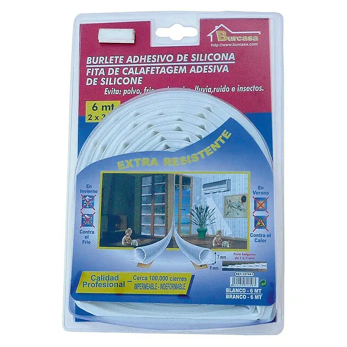 Cinta de sellado adhesivo silicona -  - Cinta de sellado de silicona para sellar ventanas y puertas para reducir corrientes de aire y ruido y ahorrar energía.