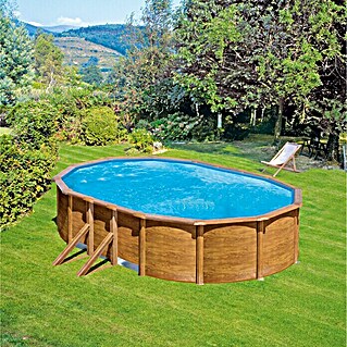 myPool Feeling Stahlwand-Pool (L x B x H: 500 x 300 x 132 cm, 17.000 l, Holz Braun)