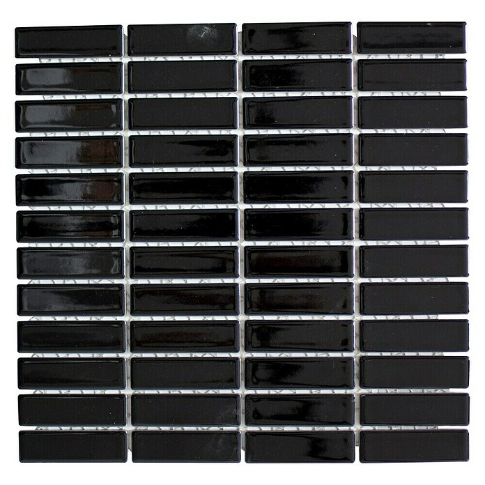 Mosaikfliese Stäbchen Uni ST 350 (29 x 29,7 cm, Schwarz, Glänzend) | BAUHAUS