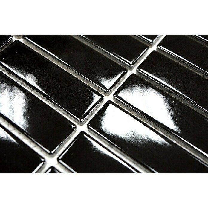 Mosaikfliese Stäbchen Uni ST 350 (29 x 29,7 cm, Schwarz, Glänzend) | BAUHAUS