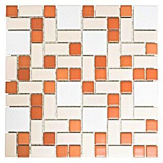 Mosaikfliese Mix BS 119 (31,5 x 32 cm, Weiß/Creme/Terracotta, Matt)