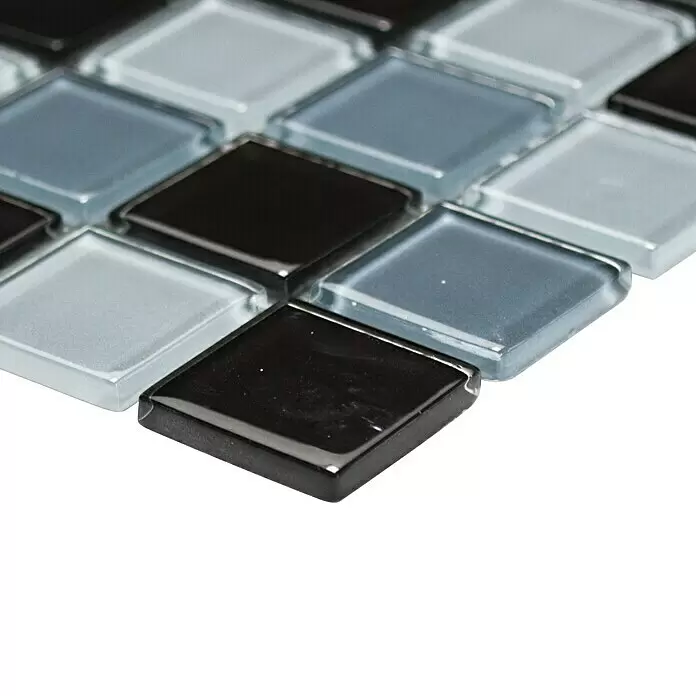 Mosaikfliese Quadrat Crystal CM 4999 - 32,7 x 30,2 cm, Grau, Glänzend - Detailaufnahme