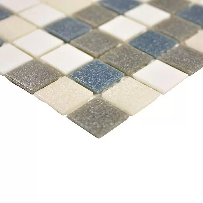 Mosaikfliese Quadrat Mix GM A 123 - 30,5 x 30,5 cm, Weiß/Grau, Glänzend - Detailaufnahme