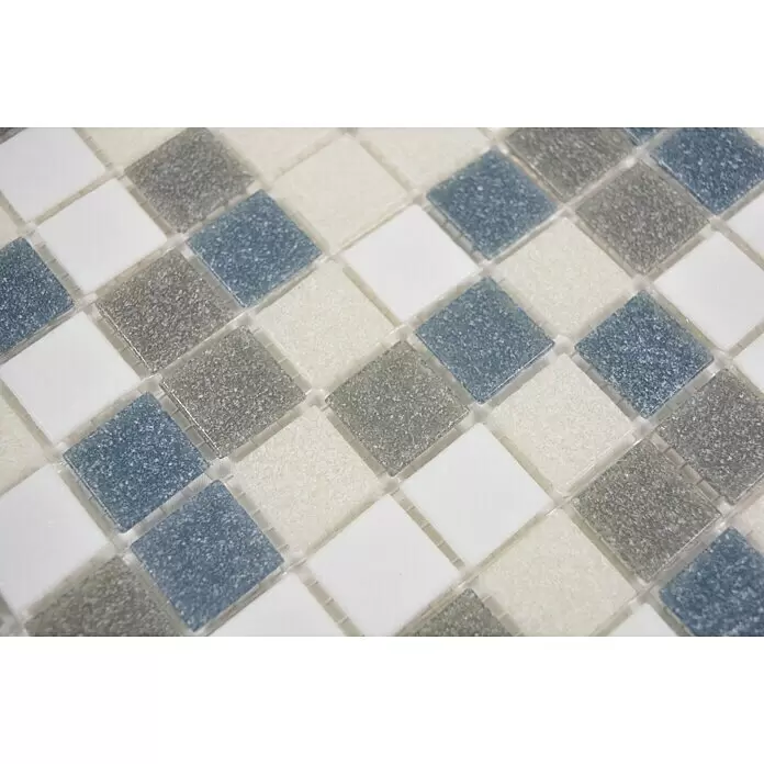 Mosaikfliese Quadrat Mix GM A 123 - 30,5 x 30,5 cm, Weiß/Grau, Glänzend - Detailaufnahme