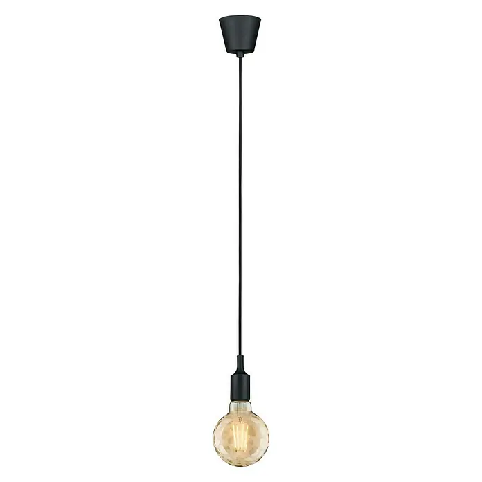 Paulmann Neordic Portalámparas colgante Ketil - E27, 200 cm, Plástico, Negro - Elegante lámpara colgante con una bombilla decorativa que emite un brillo cálido. Ideal para espacios modernos para crear un ambiente elegante.