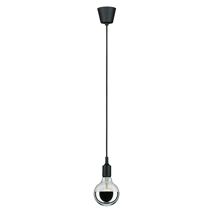 Paulmann Neordic Portalámparas colgante Ketil - E27, 200 cm, Plástico, Negro - Lámpara colgante negra con una bombilla redonda y una suspensión larga y delgada. Su diseño elegante es ideal para interiores modernos.