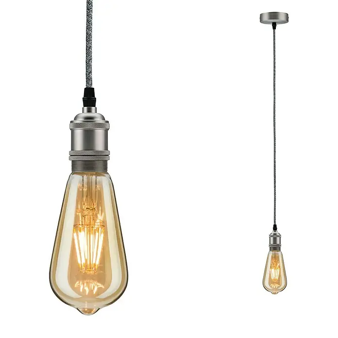 Paulmann Neordic Lampenpendel Eldar - Grau, 200 cm, 20 W, E27 - Elegante Pendelleuchte mit Edison-Glühbirne, ideal für stimmungsvolle Beleuchtung und dekoratives Ambiente im Raum.