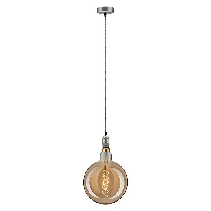 Paulmann Neordic Lampenpendel Eldar - Grau, 200 cm, 20 W, E27 - Attraktive Pendelleuchte mit einer großen, runden Glühbirne und einem dekorativen spiralförmigen Glühfaden für stimmungsvolle Beleuchtung.